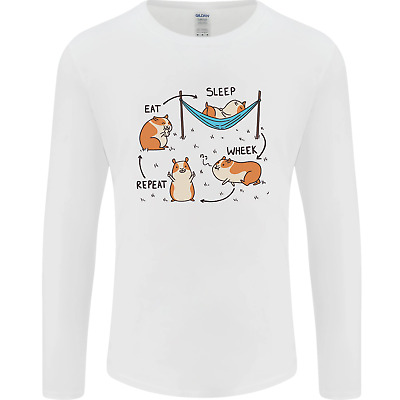 Hampster Eat Sleep Wheek Repeat Funny Mens Long Sleeve T-Shirt