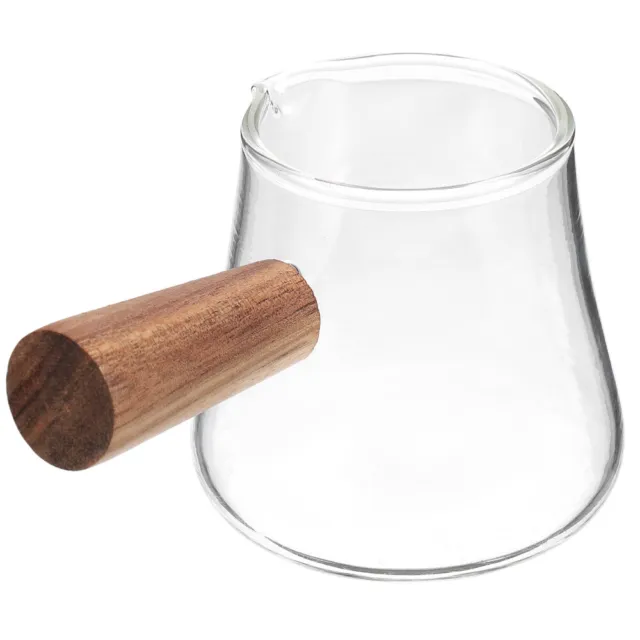 Contenitore latte in vetro, grande brocca caffè con maniglia in legno