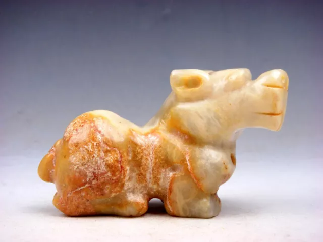 Old Nephrite Jade Carved Sculpture Seated FOO DOG LION #05261805