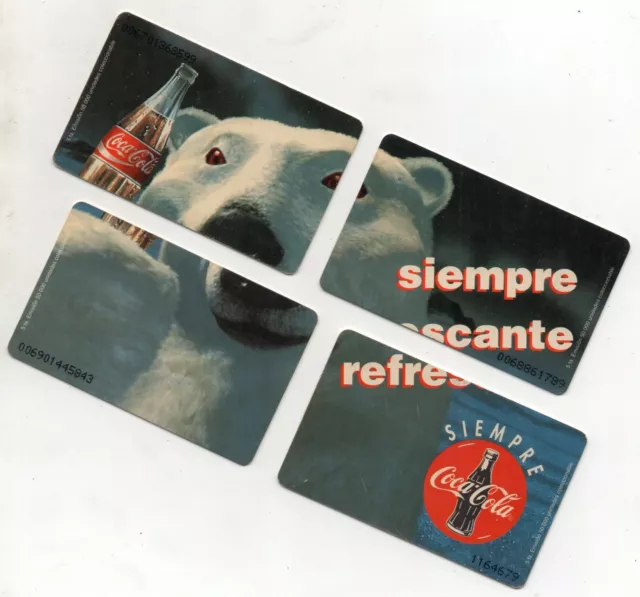 Set mit 4 Coca Cola Bear Puzzle Phonecards - 1993 - Telepoint - aus Peru