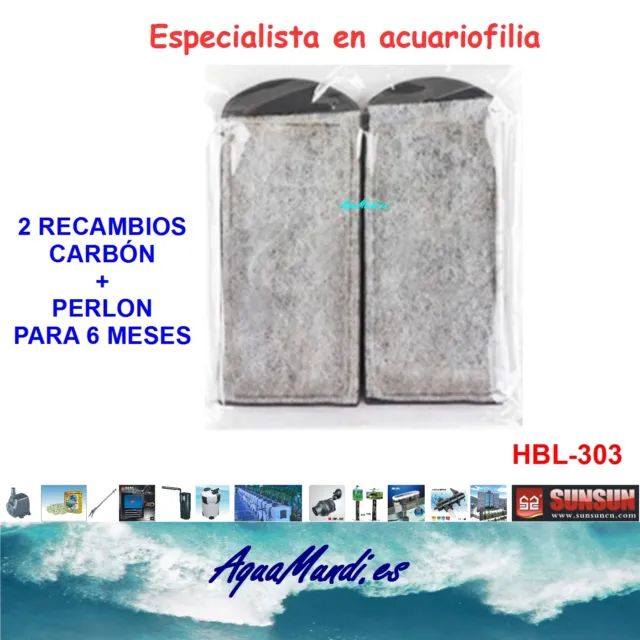 recambio carbon perlon filtro mochila externo exterior acuario HBL-303 pecera