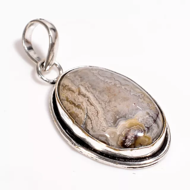 Natural Crazy Lace Agate Gemstone Pendant 925 Sterling Silver Jewelry For Women