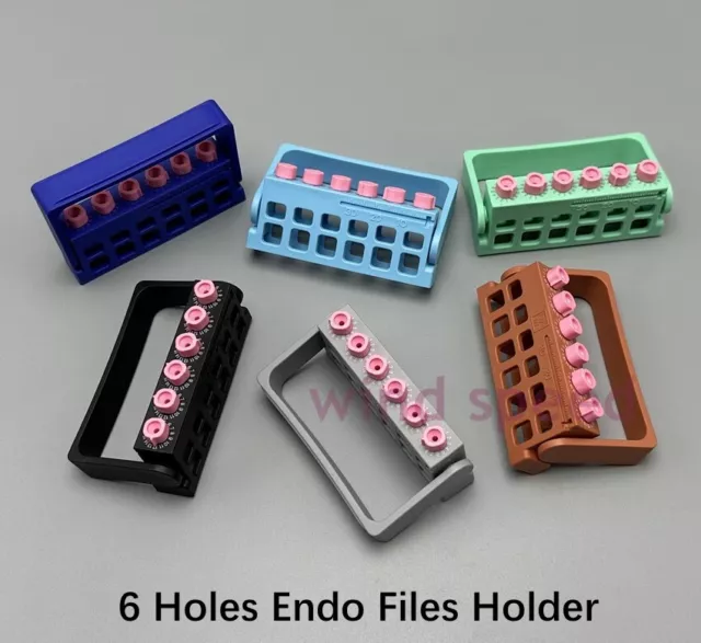 6 Holes Dental Bur Endo Files Block Holder Record Usage Root Canal Files Stand