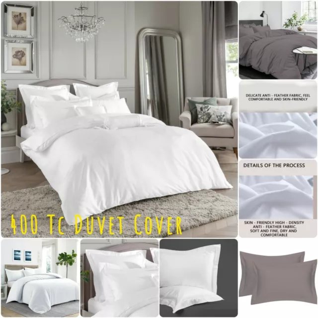 100% Egyptian Cotton 400TC Duvet Cover Set with Pillow Case Double King Sizes UK