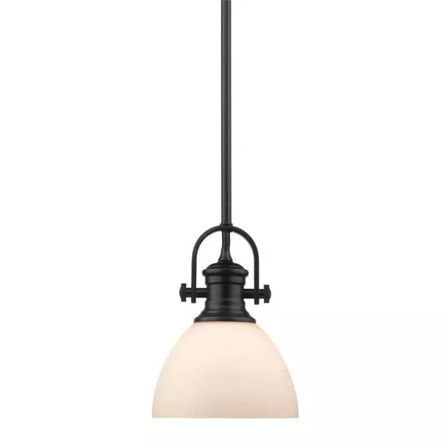 Hines Mini Pendant in Black with Opal Glass