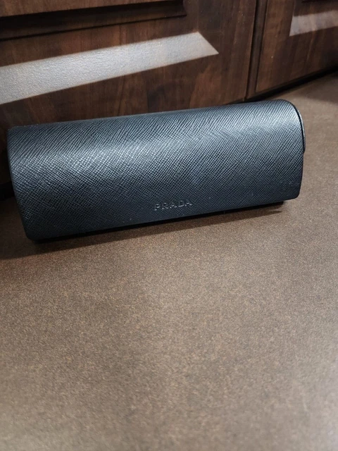 Prada Black Velvet Lined Hard Eye Glasses Case With Magnetic Flip Close