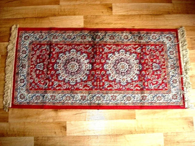 Orient Persien Kaschmir Teppich Rot Braun Handmade Handarbeit 70x140m Zertifikat