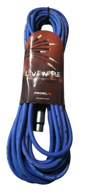 Proel Livewire Broad350LU10BL Cavo Microfono XLR M - XLR F Bilanciato 10 Mt. Blu