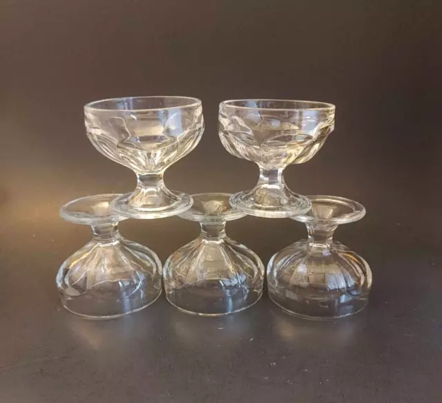 Federal Glass Footed Dessert Ice Cream Pudding Sherbet Cups Set 5 Vintage