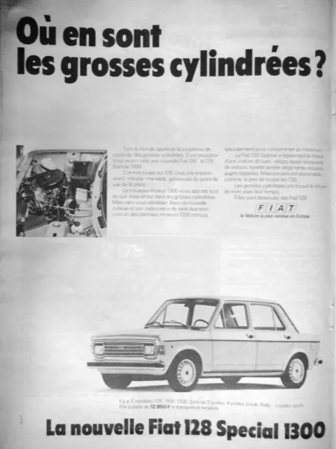1974 Fiat 128 SPECIAL 1300 PRESS ADVERTISEMENT WHERE ARE THE BIG DISPLACEMENTS?