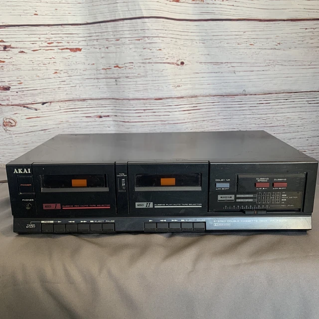 AKAI STEREO DOUBLE CASSETTE Tape DECK High Speed DUBBING HXA301W