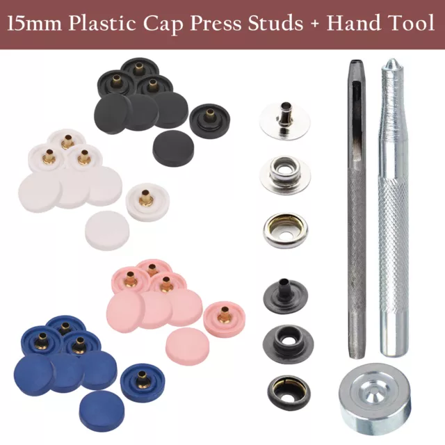 Press Studs Snap Fasteners with or without Fixing Hand Tool Leather Craft 15mm