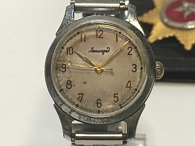 Old Wrist Watch Leningrad Mechanical Soviet RAKETA 2608 PChZ 16J Original 1950s. 3