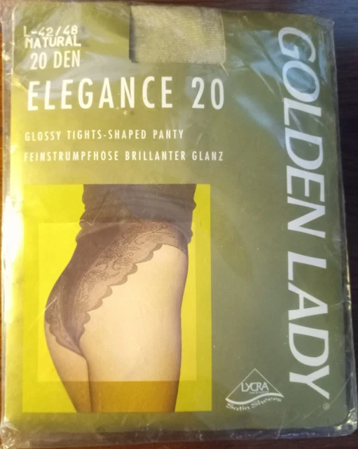 Vintage Luxury Italian Golden Lady 20 Denier Built in Shaped Panty Glossy Tights