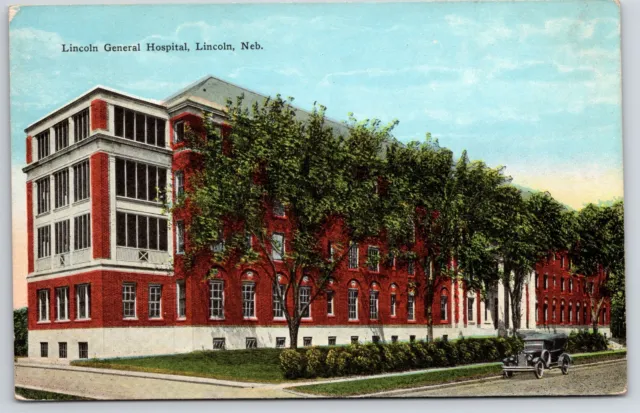 Lincoln General Hospital Lincoln Nebraska Landscape Road View Building Postcard