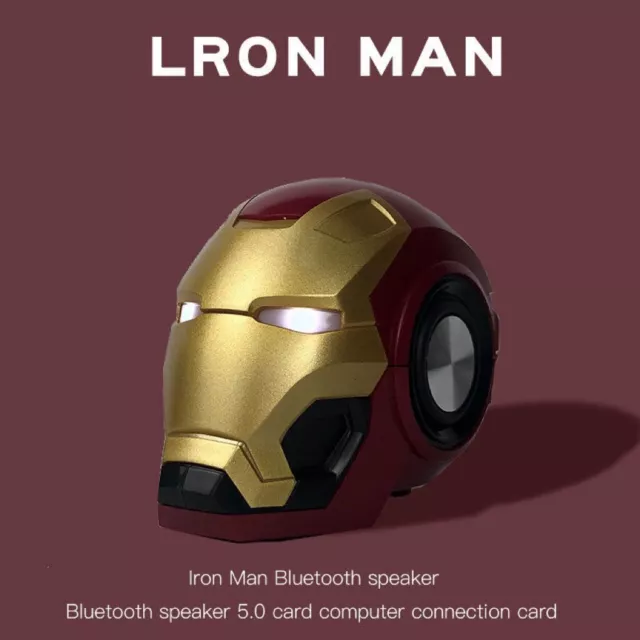 Mini Bluetooth Speaker With LED Light Iron Man Speaker for Gift UK