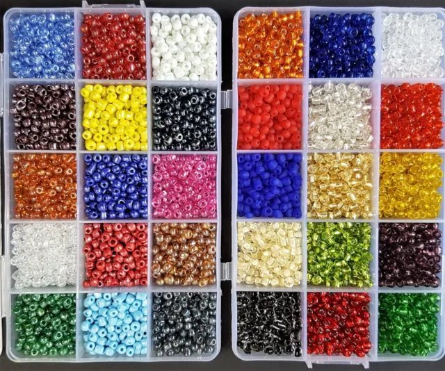 Box Perlen Schmuck-Bastel-Set Rocailles 4mm 3600 Stück 30 Farben Indianerperlen