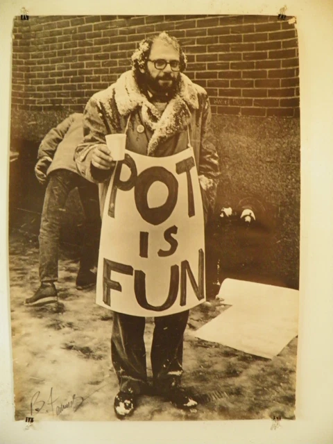 ALLEN GINSBERG POT is FUN Personality Poster 1967 Autograph Hippie