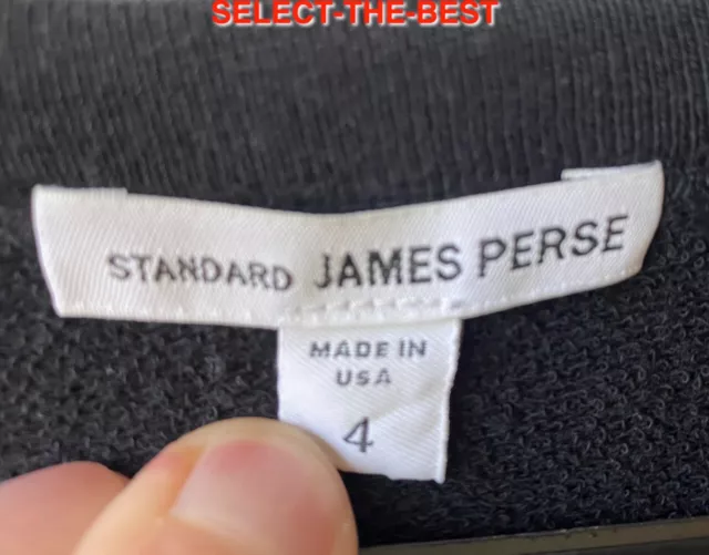 JAMES PERSE USA Men's Black Supima Cotton Jersey Sweatshirt XL (4) * $175 NWOT 2