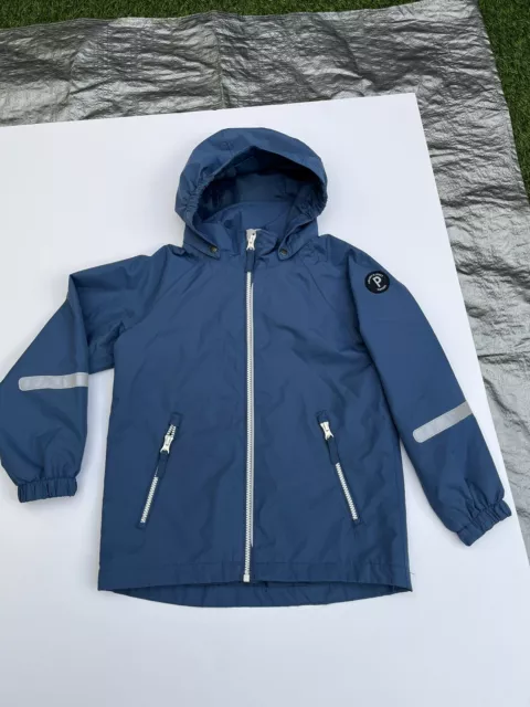 Polarn O Pyret Blue School Lightweight Waterproof  Jacket Age 7-8Yrs 128cm. VGC