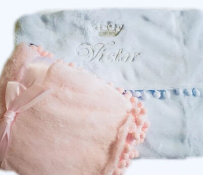 Luxe baby boy girl Couverture Couronne personnalisé doux Minky Newborn Wrap Cadeau 