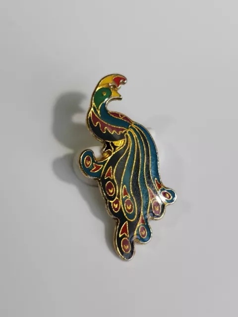 Peacock Lapel Pin Stylized Design