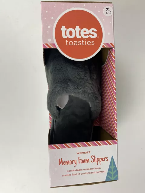 Totes Toasties Memory Foam Womens Slippers Ash Faux Fur - New in Box 2