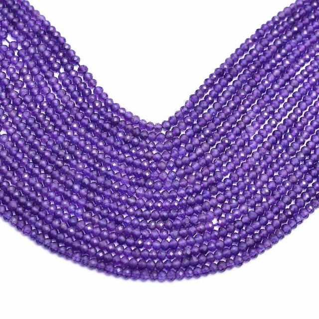 Naturel AAA Profond Violet Améthyste Gemme 4mm-5mm Facettes Rondelle Perles 33cm