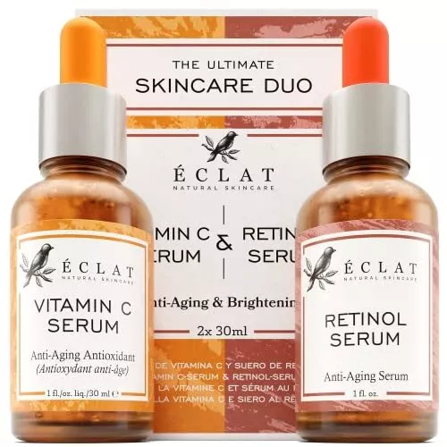 Retinol and Vitamin C Serum, Face Serum with Hyaluronic Acid, Aloe Vera, and