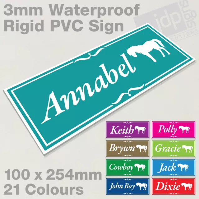 Personalisiertes Pony Stabiles Türnamensschild - 3 Mm Starr Wasserdicht Pvc - 21 Farben