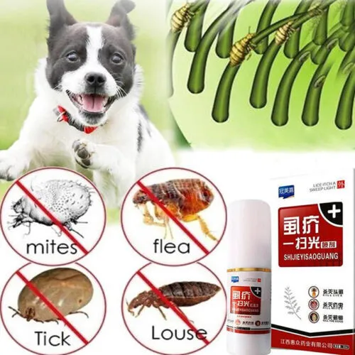 Pet Cats Dogs Flea Killer Spray 30ml Puppy Tick Mite Mange Treatment Liquid