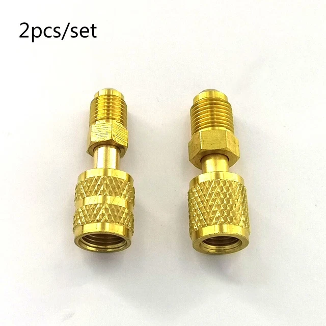 VGOL 2PCS R410A Adattatori Girevole Diritti 1/4 Pollici Maschio SAE a 5/16 Pollici Femmina SAE Ottone Mini Split Adattatori Rapidi Accoppiatori Per Condizionatori D'aria Split System