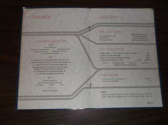 December 1972 Amtrak Dining Car Breakfast Menu Nrpc-Seb