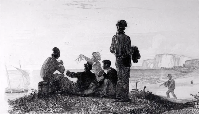 LE HÂVRE - DEPARTURE OF THE SAILORS-FISHERMEN in the 19th century - 19th century engraving