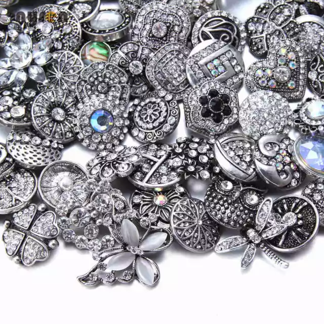 50pcs 18mm Snap Button Top Rhinestone Multi Metal Charms For Snap Jewelry HM076 2