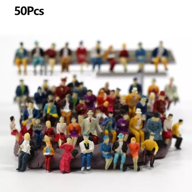 50 Pcs HO Scale 1:87 Painted Figures Model People Passengers Trains (lots Poses)