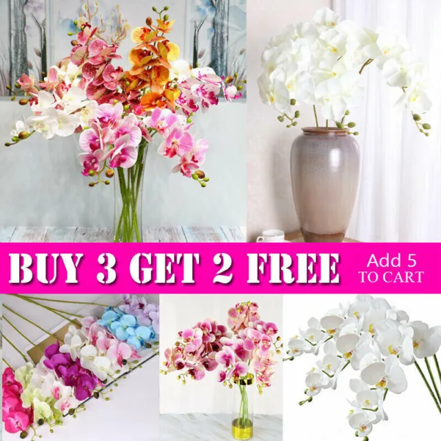 Artificial Butterfly Orchid Bouquet Fake Silk Phalaenopsis Home Wedding  Decor
