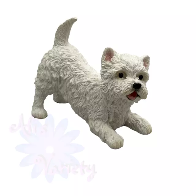 4in West Highland White Terrier Crouching Dog Statue Figurine