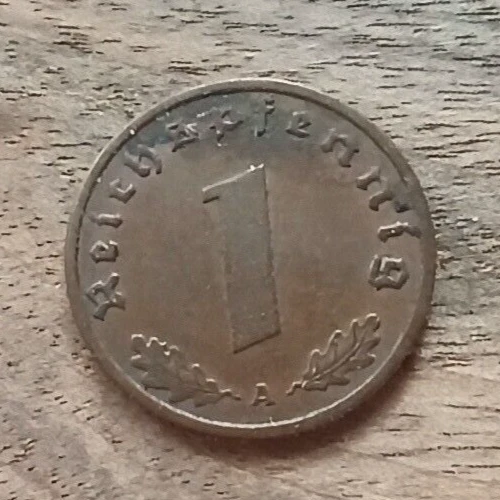 WWII Authentic Rare German Coin 1 Rp Zinc and Unused Stamp 50 Cent WW2