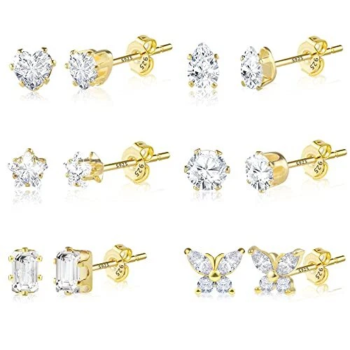 6 paires de boucles d'oreilles or pour femmes filles boucles d'oreilles en ar...