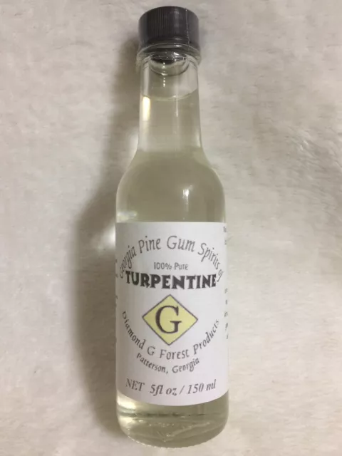 100% Pure Gum Spirits of Turpentine Clear Glass Bottle 5 oz USA Distilled Pine G