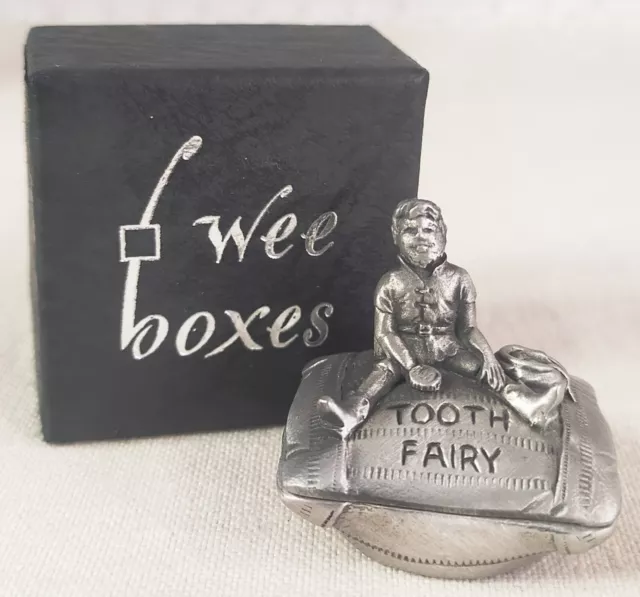 Vintage Wee Boxes Pewter Baby's Male Tooth Fairy Small Trinket Box Christening