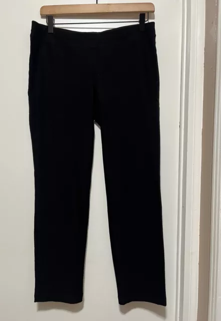 Eileen Fisher Pants Women PS Black Pull On Ponte Knit Stretch Slim Leg 3