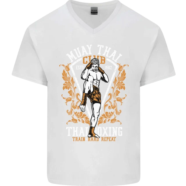 Maglietta da uomo Muay Thai Fighter Warrior MMA arti marziali collo a V cotone 3