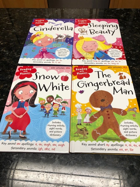 4 HC Book Lot Reading With Phonics Fairy Tales/Nursery Rhymes Learning To Read