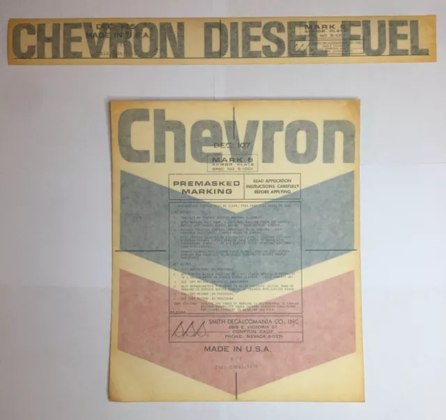 2 Vintage 70s Original Chevron Oil Co Gas Pump Decal Stickers Original Nos
