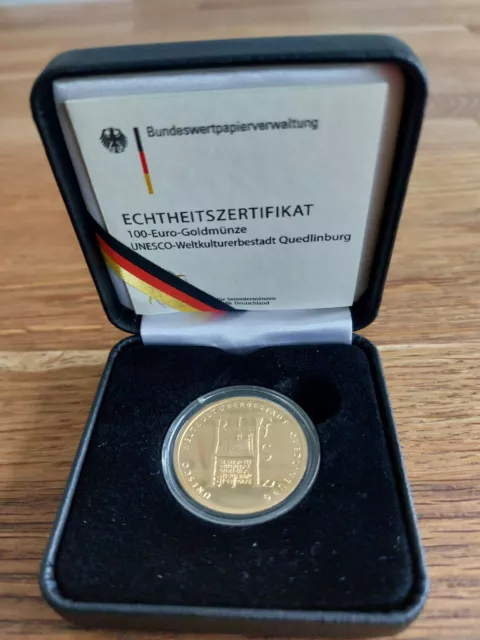 100 Euro Goldmünze 2003 - Weltkulturerbestadt Quedlinburg