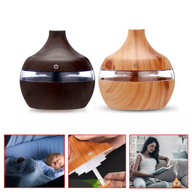 300ML Aromatherapy Diffuser Aroma USB LED Ultrasonic Oil Air Humidifier Purifier