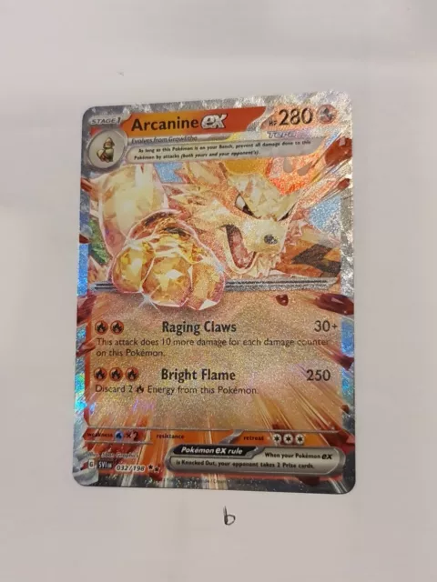 Arcanine Ex Scarlet and Violet  032/198  Double Rare Pack Fresh  TCG Pokemon [b]