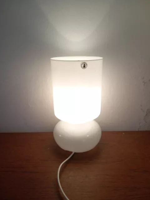 Lampada IKEA LYKTA retrò vintage fungo bianco tutta in vetro, alta 25 cm